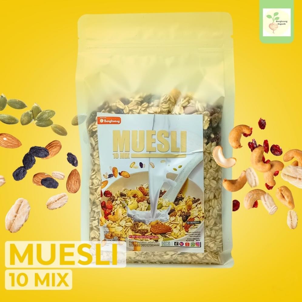 

SUPER MUESLI 1KG - 10 MIX Rolled Oat, Almond, Cranberry, Cashew, Pumpkin Seed, Sunflower Seed Nugi