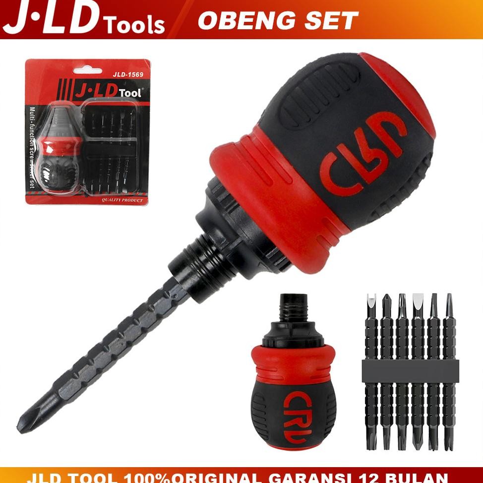 JLD 6Pcs Obeng bisa dilepas Plus+Minus+bintang+Segitiga+Magnet Obeng set Screwdriver Obeng Bolak Bal