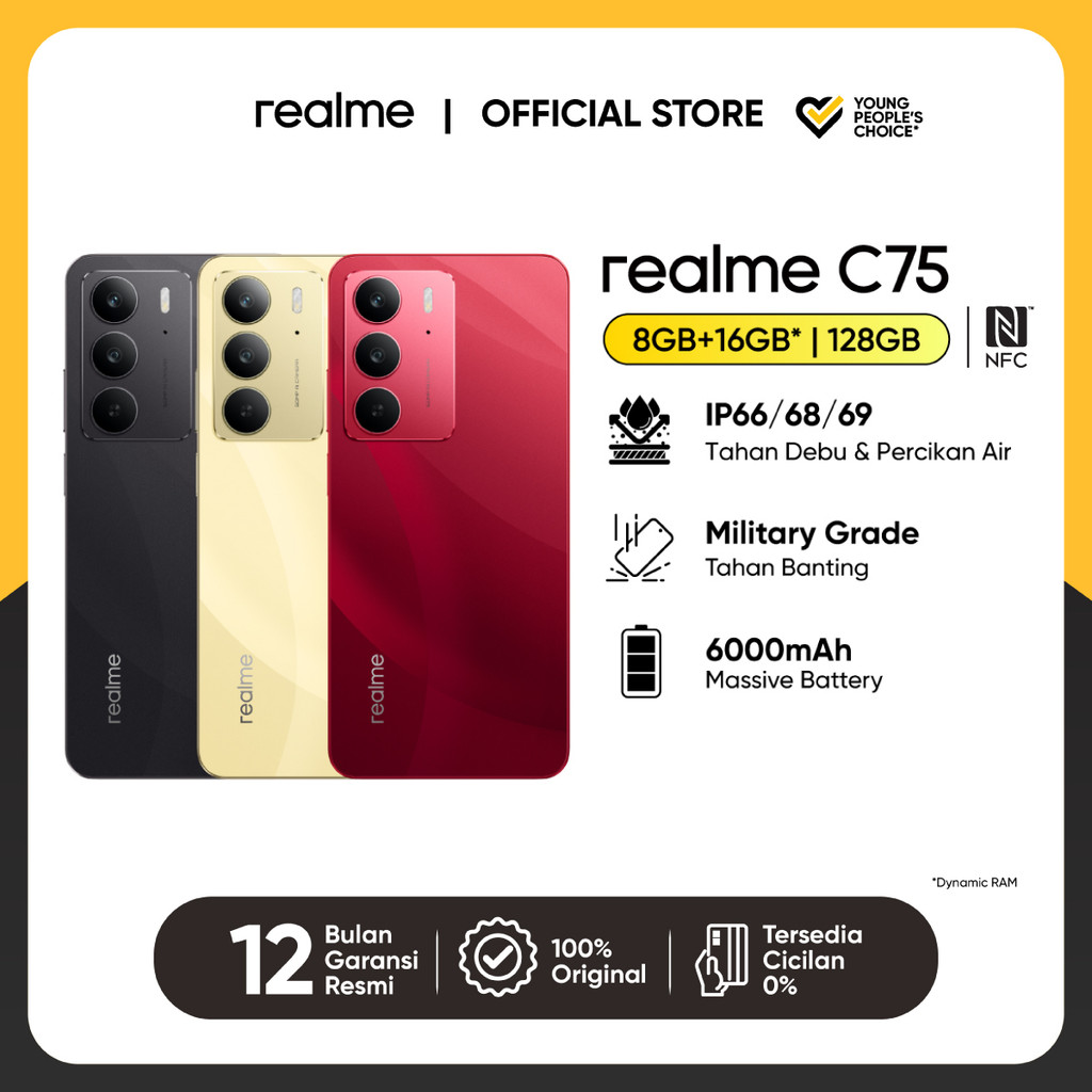 realme C75 8GB+16GB*|128 GB | IP66/68/69 Dust & Water Resistance| Military Grade Shock Resistance | 
