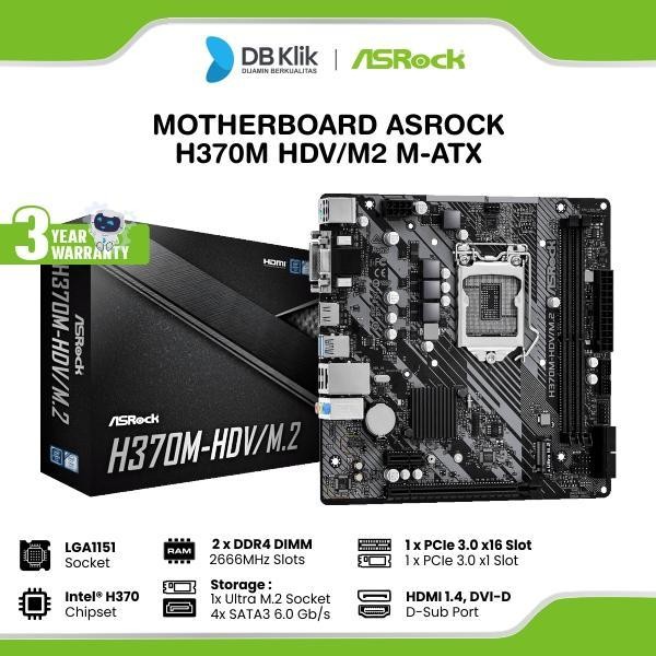 Motherboard Asrock H370M Hdv/M2 Lga1151 M.2 Pcie Gen3 X4 M-Atx