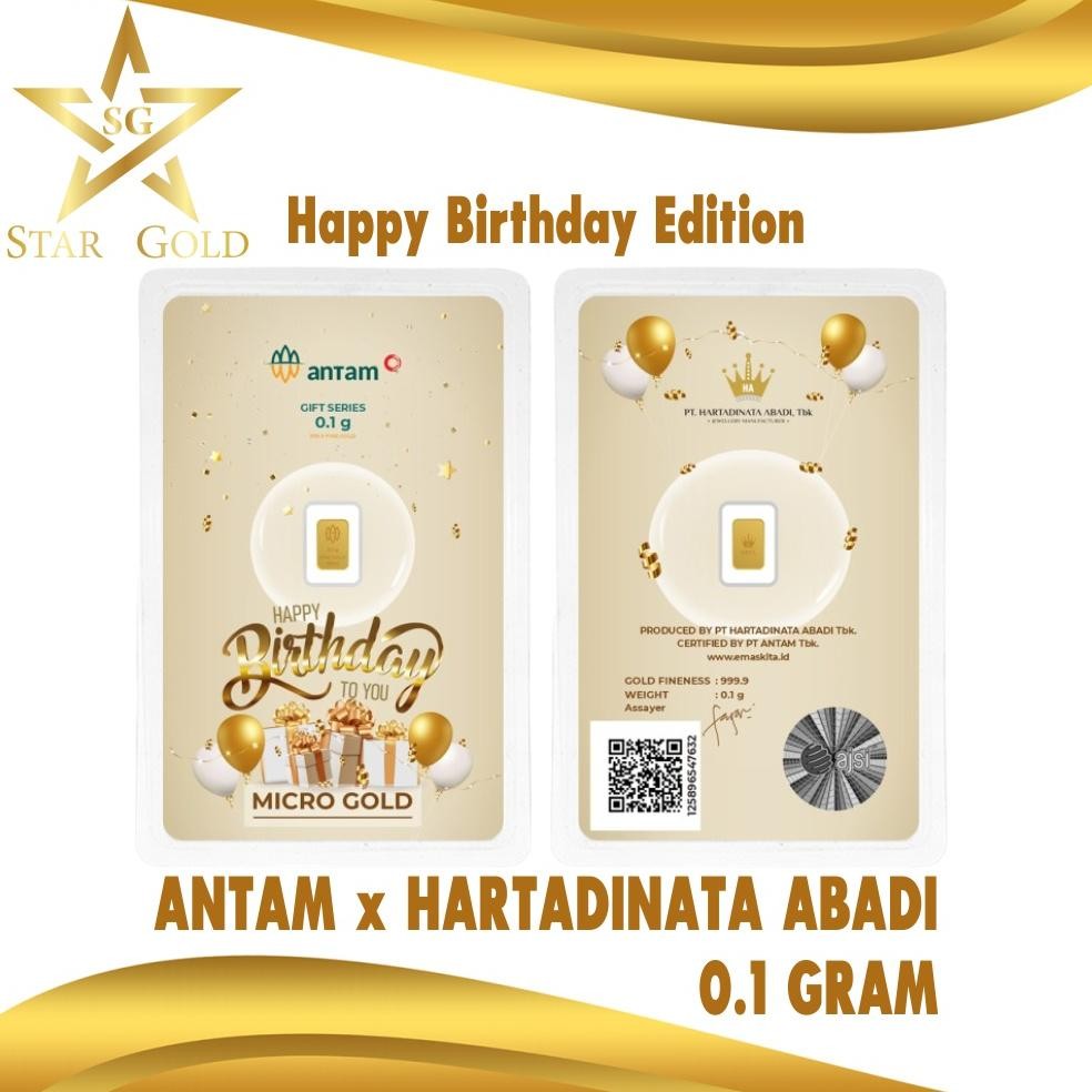 Star Gold Logam Mulia Micro Gold Antam Hartadinata 0.1 Gram Birthday Gold Series