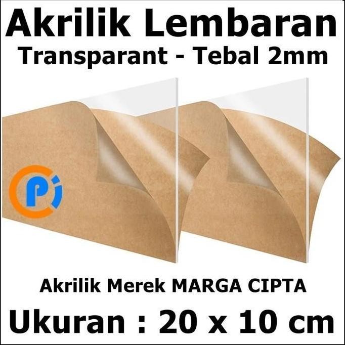 

Acrylic Akrilik Mika Lembaran Ukuran 20 X 10 Cm Tebal 2Mm Transparant