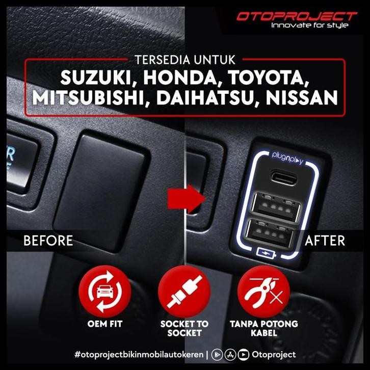 HOT DEAL USB FAST CHARGING OTOPROJECT MODUL OBD KHUSUS MOBIL MITSUBISHI DAN ALL NEW TOYOTA CHARGER H