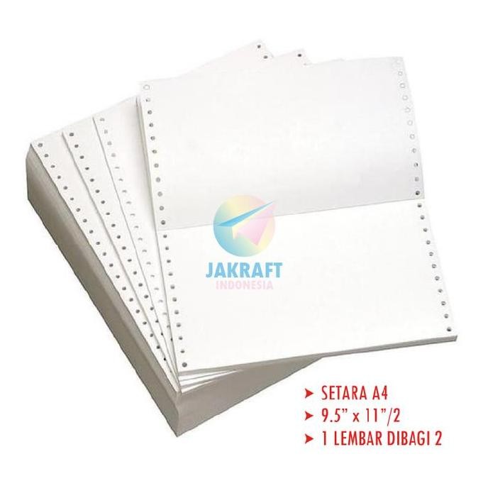 

TERBARU - (1 Box) Kertas Komputer Continuous Form Paper A4 1 Ply K1 9.5" x 11" atau A5 1 Ply Bagi 2 K1/2 9.5" x 11"/2 HVS