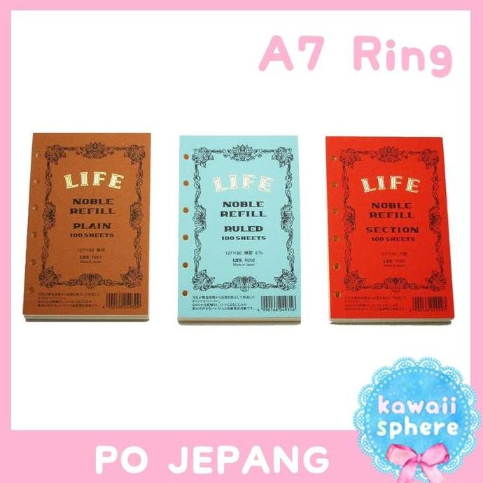 

TERLARIS - Life Noble Refill | Refill Ring Binder A7 6 Hole | Grid /Ruled /Plain