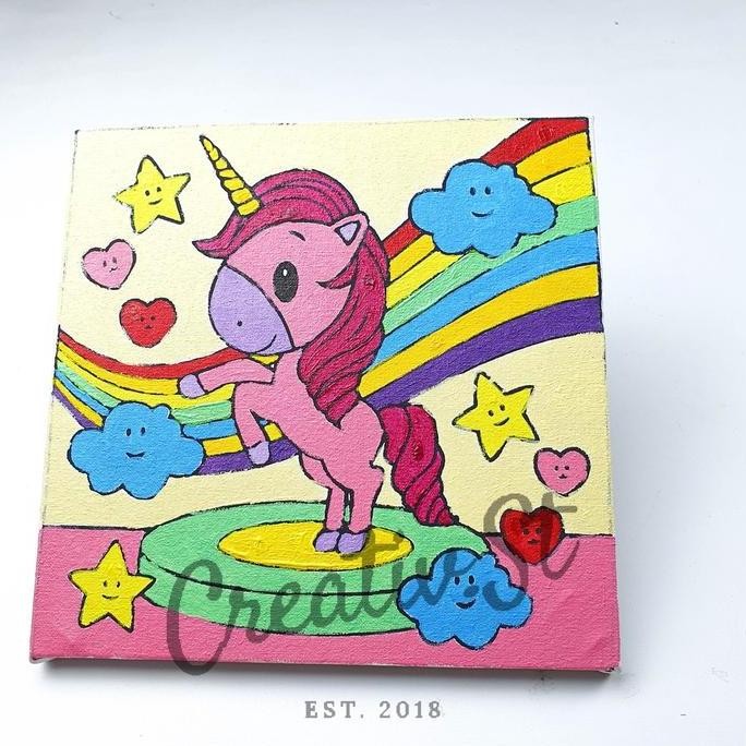

Paint By Number 20x20cm Cartoon Series Unicorn [Kreate Kit] DIY Painting Kit Canvas Kanvas Lukis