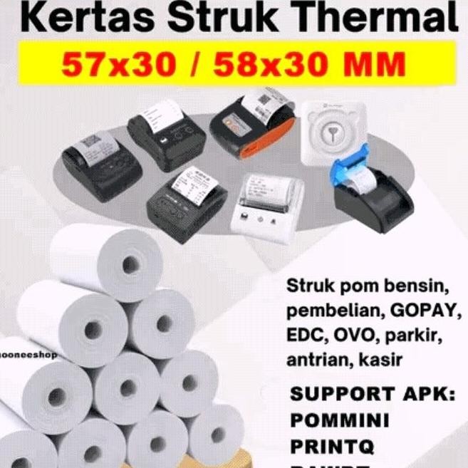 

TERBARU - 100 roll kertas thermal 58x30mm Paper