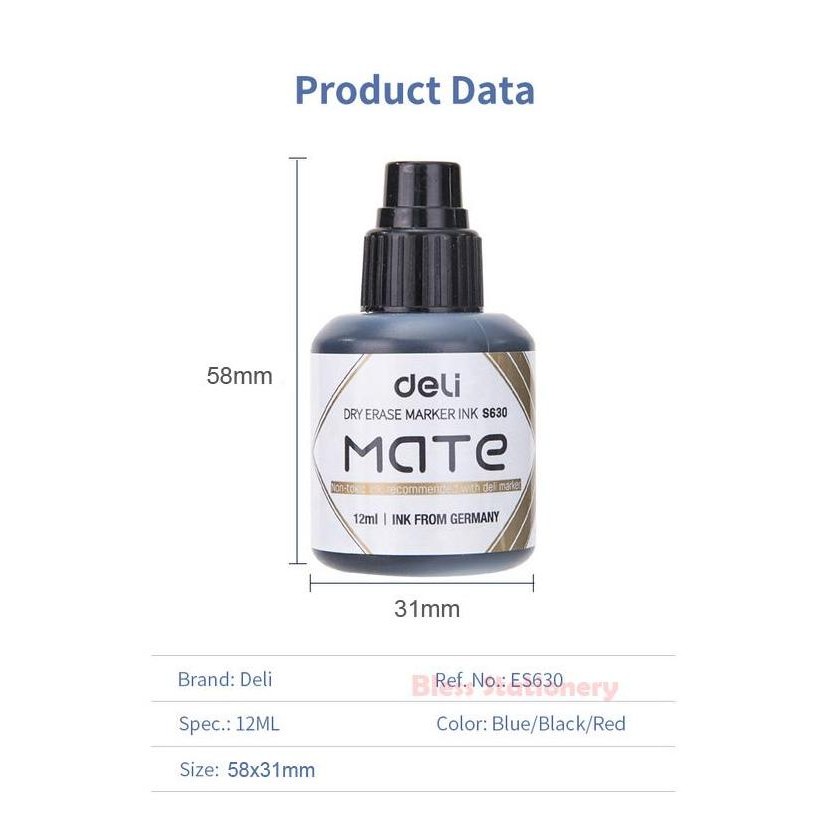 

Deli Isi Tinta Spidol Whiteboard / Dry Erase Marker Ink Refill (Es630)