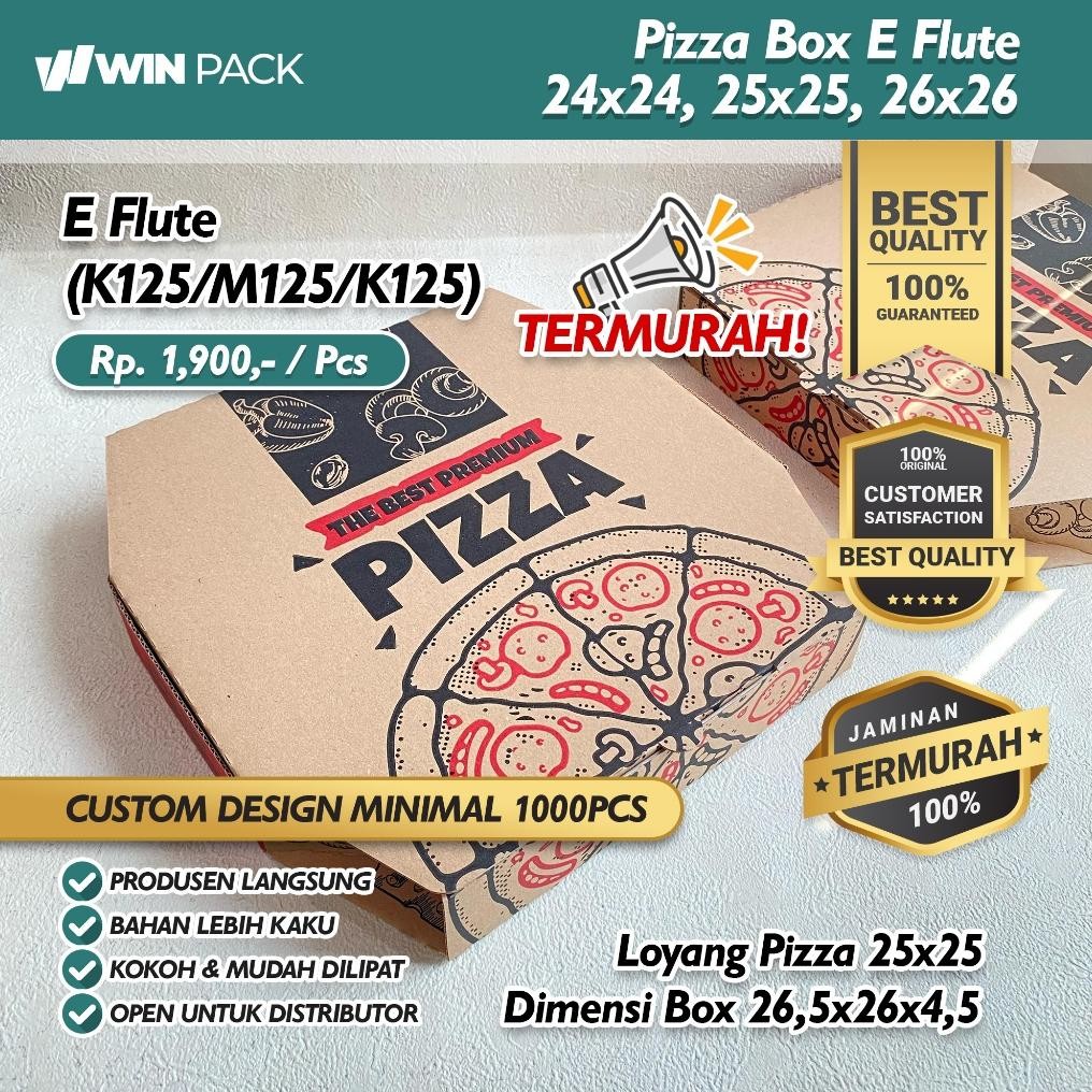 

(Isi 20 Pcs) Box Dus Pizza 26x26 | Bahan E Flute | Motif Nugi