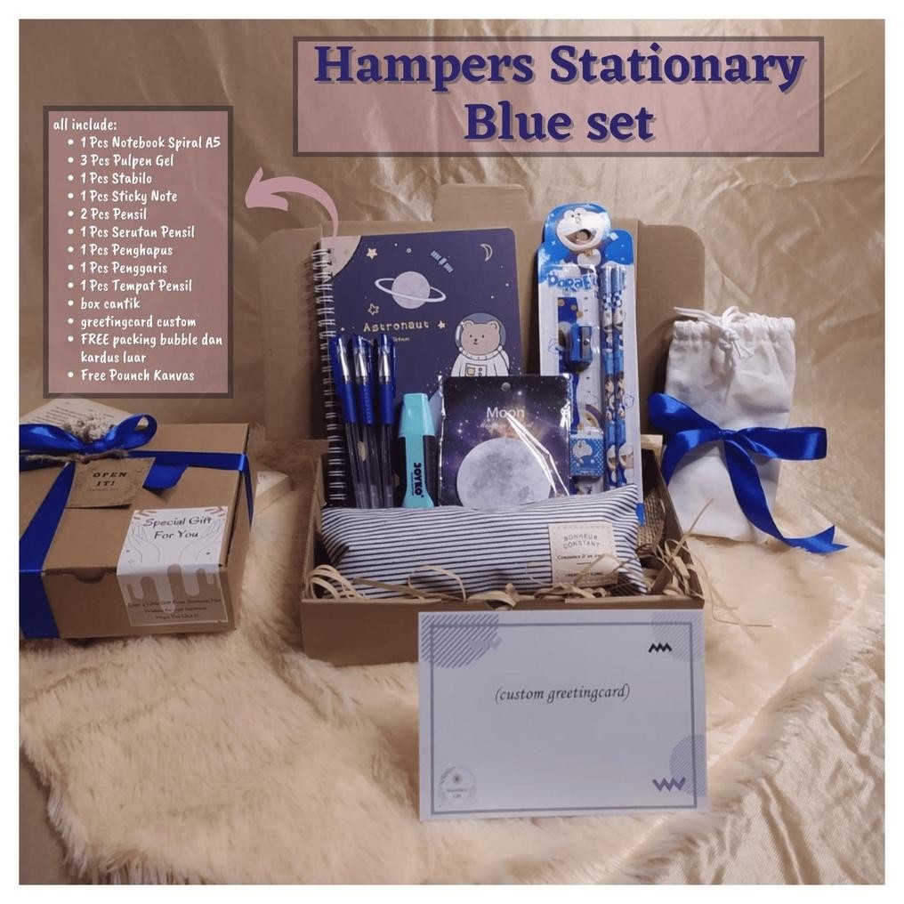 

[HAMPERS STATIONARY EDISI BIRU] KADO WISUDA/ KADO ANAK ULANG TAHUN /GIFTBOX STATIONERY ALAT TULIS Nugi