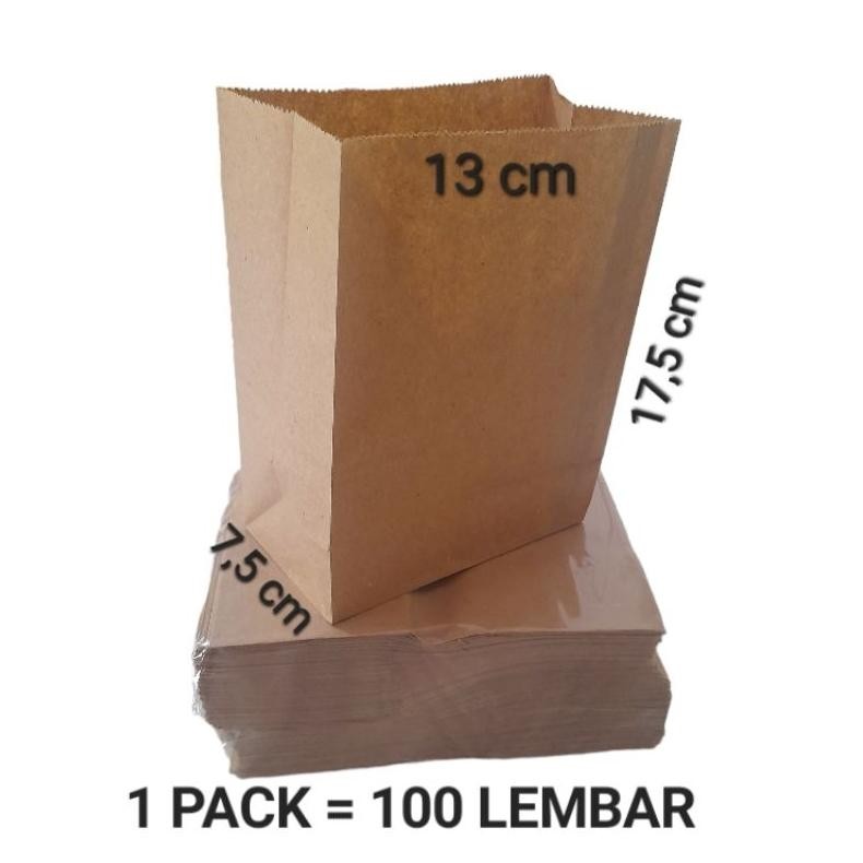 

Kantong kertas makanan kemasan paper bag brown kraft coklat paperbag fried chicken roti Nugi