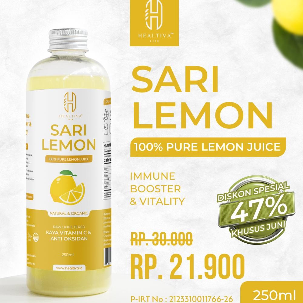 

HEALTIVA Sari Lemon Murni ORIGINAL 500ml Minuman Diet Detox Alami / Pure Jus Lemon Premium Halal Nugi
