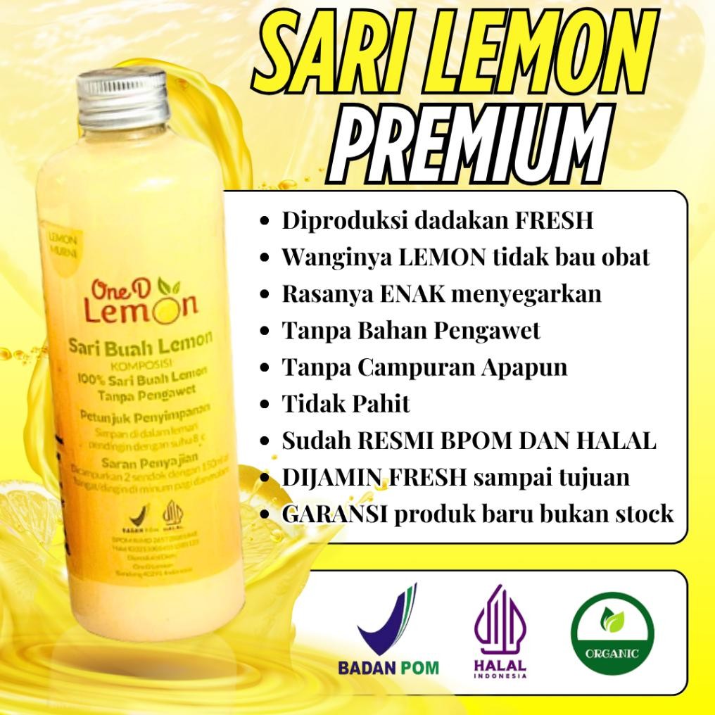 

OneD Sari Lemon 250ML 100% Jus Lemon Asli Dijamin Fresh Diperas Dadakan Setelah Pesanan Masuk Nugi