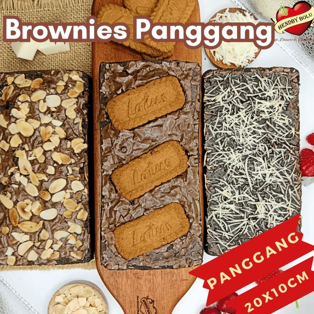 

Brownies Panggang Coklat / Brownis Crust Kacang Almond Keju / Ukuran 20x10cm Nugi