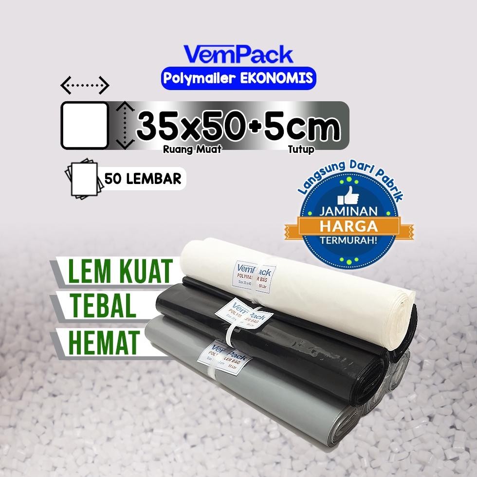 

Polymailer EKONOMIS 35x50 CM 40 Micron PE Glossy Plastik Packing Online Shop Tebal Anti Sobek Murah Nugi