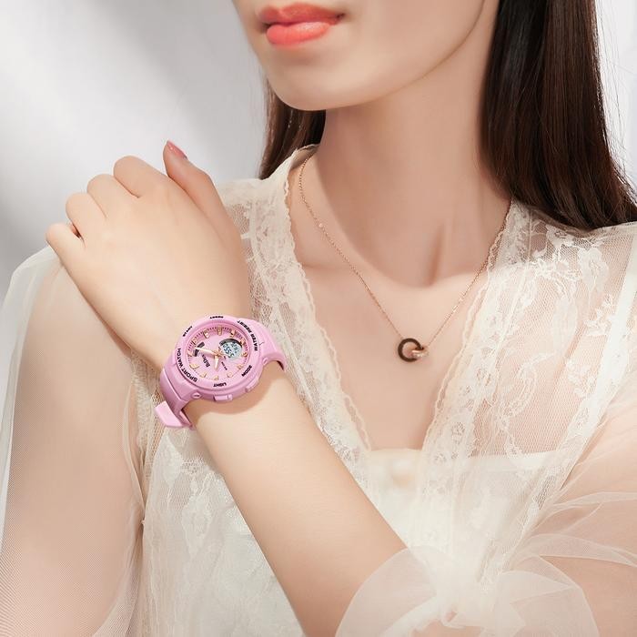 Zjs Biden Jam Tangan Wanita Digital & Analog Display Olahraga Silikon Jam Tangan Cewek