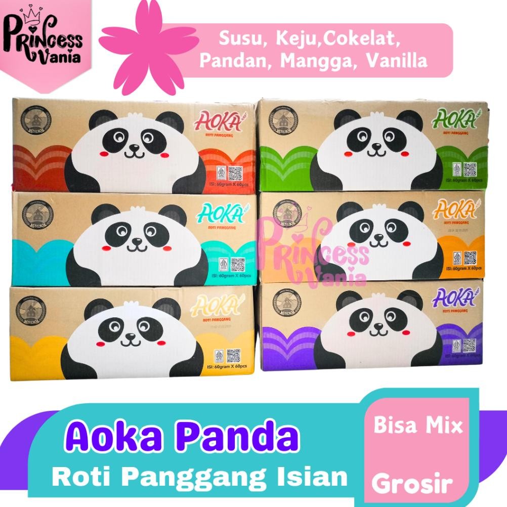 

AOKA PANDA GROSIR ROTI PANGGANG ISIAN RASA PANDAN KEJU COKLAT BISA MIX 60GR LEMBUT Nugi