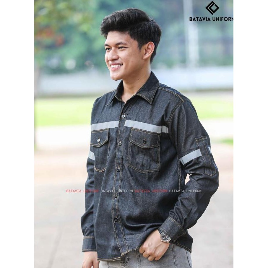Baju Kemeja Wearpack Jeans Safety K3 Lengan Panjang HITAM