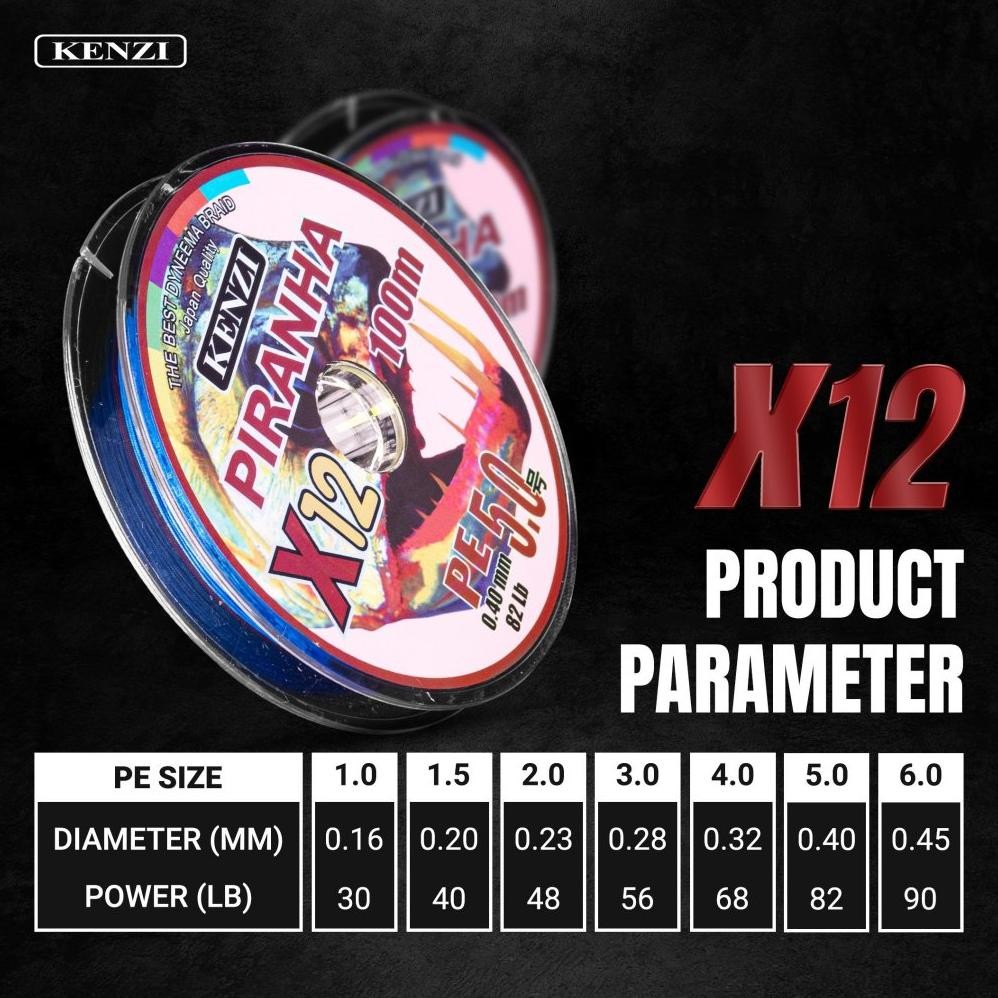 Kekinian - senar PE KENZI PIRANHA X12 100m 12x100m