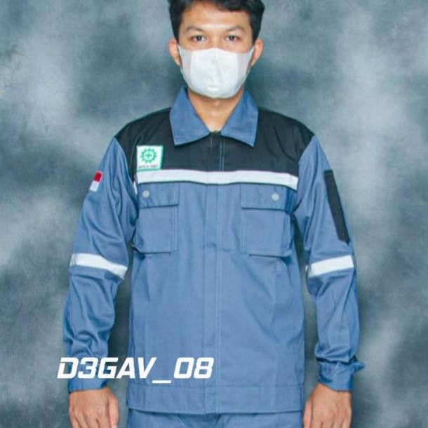 Wearpack kerja,baju safety,wearpack safety atasan abu kombinasi hitam