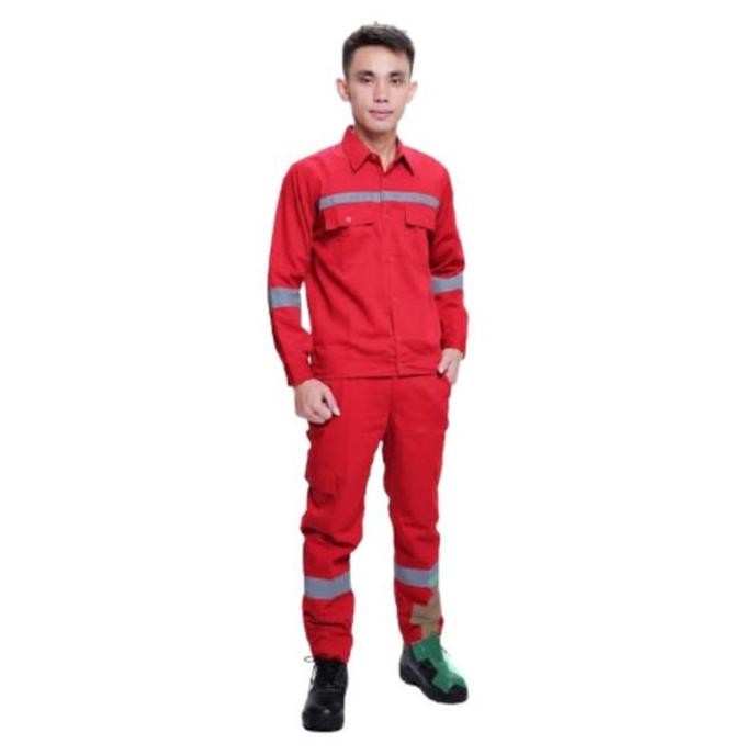 Wearpack Safety Setelan Baju Lengan Panjang + Celana / Baju Seragam Kerja K3 Safety Proyek