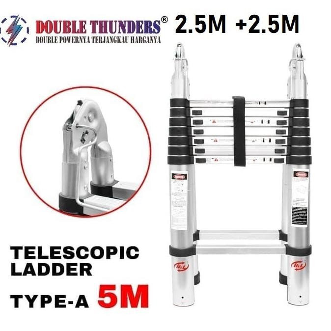 Terlaris Tangga Lipat Teleskopik 5M Double Type A Double Thunder 2.5 + 2.5