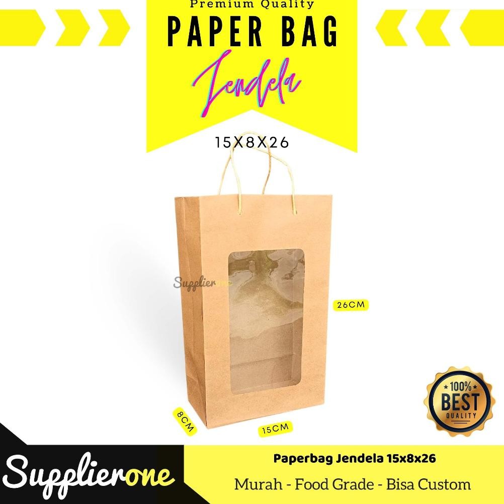 

Paper bag Jendela 15x8x26 Isi 12 Pcs / Kantong Kertas coklat / Paper Bag / Tas Makanan / Paper Bag Makanan / Paper Bag tas / Tas Kertas Nugi