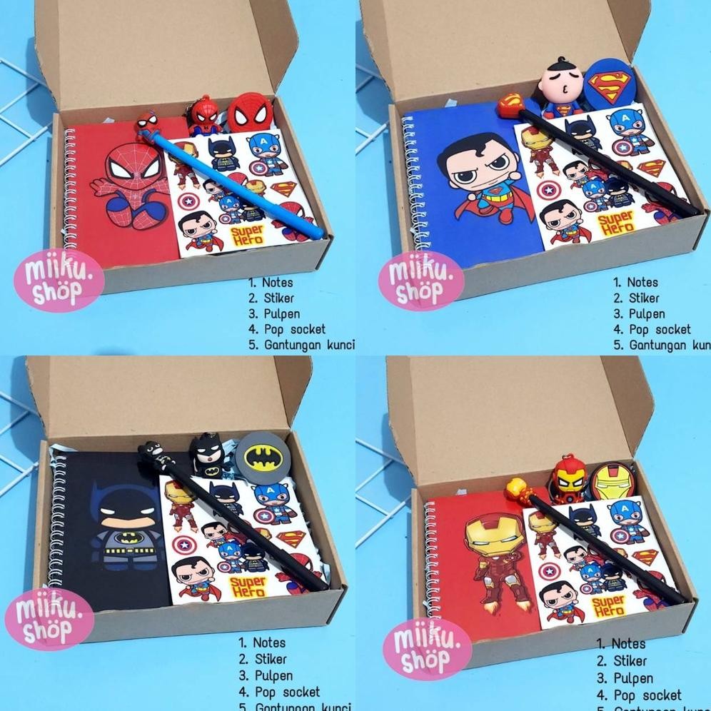 

HAMPERS GIFT BOX ANAK KARAKTER SPIDERMAN IRONMAN BATMAN SUPERMAN Nugi