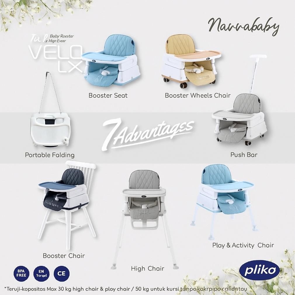 Terlaris Pliko Velo Lx / Velo Dx / Velo Cx High Chair Kursi Makan Bayi