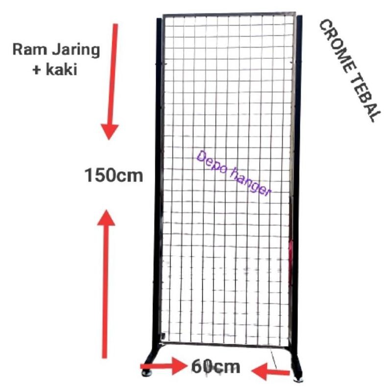 Terlaris Ram Ram Jaring Besi Ukuran 60Cm X 150Cm + Kaki Mundo Hitam
