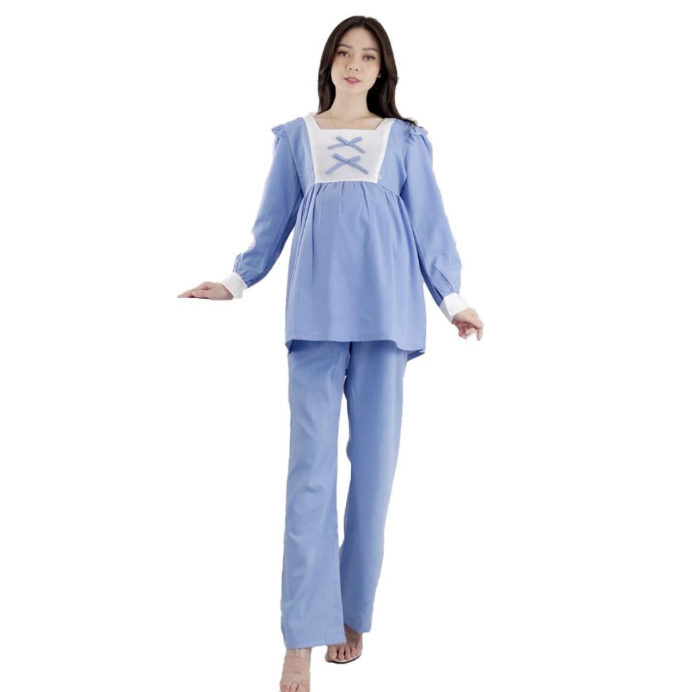 [kajirtjaya - ] Setelan Hamil dan Menyusui Celana Hamil Baju Hamil Lengan Panjang Katun Allsize