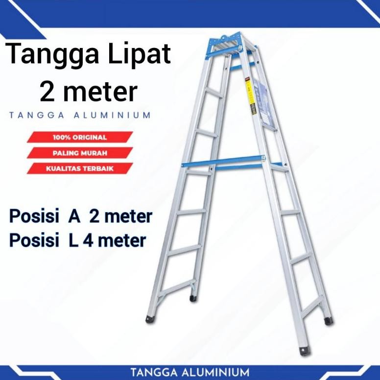 Terlaris Tangga Lipat 2 Meter Alumunium Kuat Kokoh Berkualitas