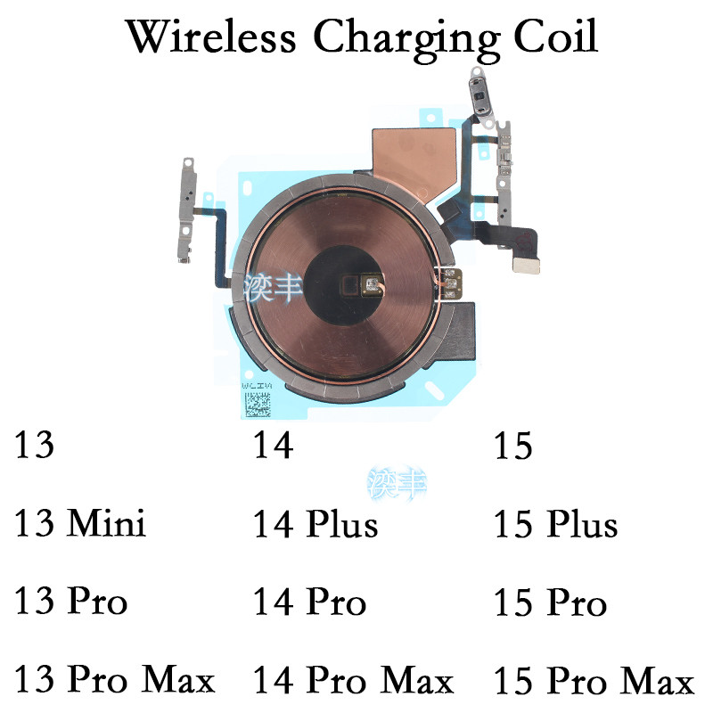 

Wireless Charging Coil untuk iPhone 14 15 13 Mini Pro Max dengan Tombol Daya Volume Senter Flex NFC