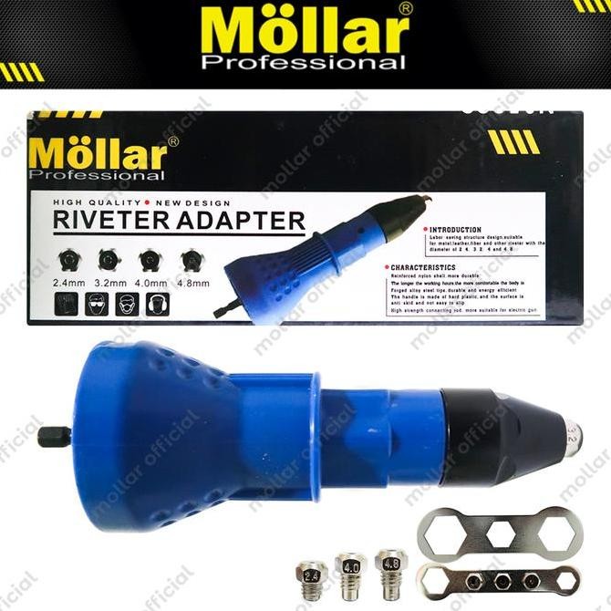 MOLLAR Adaptor Mata Bor Paku Rivet ke Mesin Bor Riveter Adapter Gun