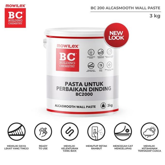 Mowilex BC 2000 Alcasmooth Wall Paste Plamir Dempul Tembok - 3 Kg