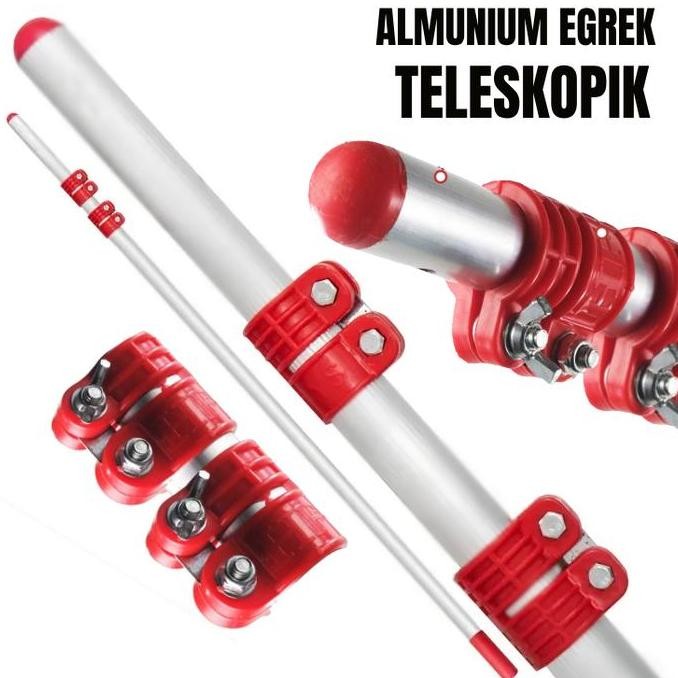 Set Egrek Teleskopik + Klem Aluminium | Pipa Galah Tongkat Teleskopik Pole Pipa Egrek Pohon Kelapa S