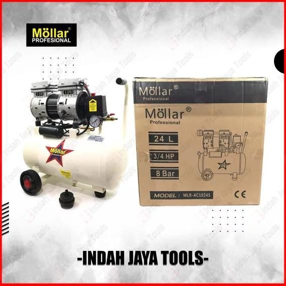 MOLLAR AC1024S Kompresor Angin SILENT 3/4 HP 24 Liter Oilless Oiless