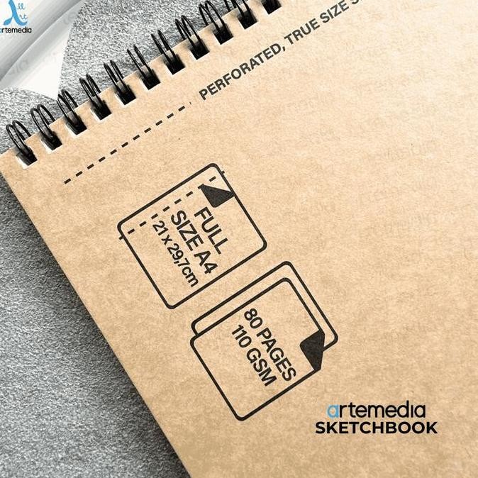 Artemedia Sketchbook Spiral A3 Buku Sketsa Pensil, Pensil Charcoal, Drawing Pen