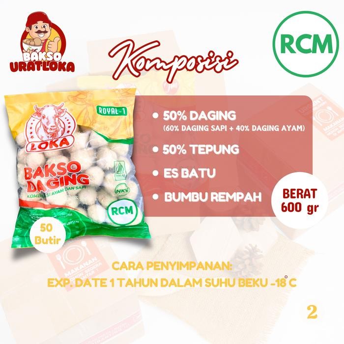 

New BAKSO RCM +Bumbu Basah/Bumbu Kering/Tanpa Bumbu isi 50 Butir Berat 600gr Bakso Daging Frozen
