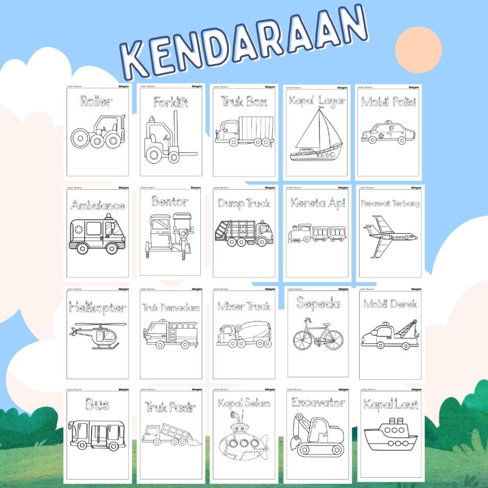 

Ghs-55 A5 Kertas Mewarnai Anak 20 Lembar - Lembar Mewarnai Anak - Drawing Page - Buku Menggambar Anak Ghs-55