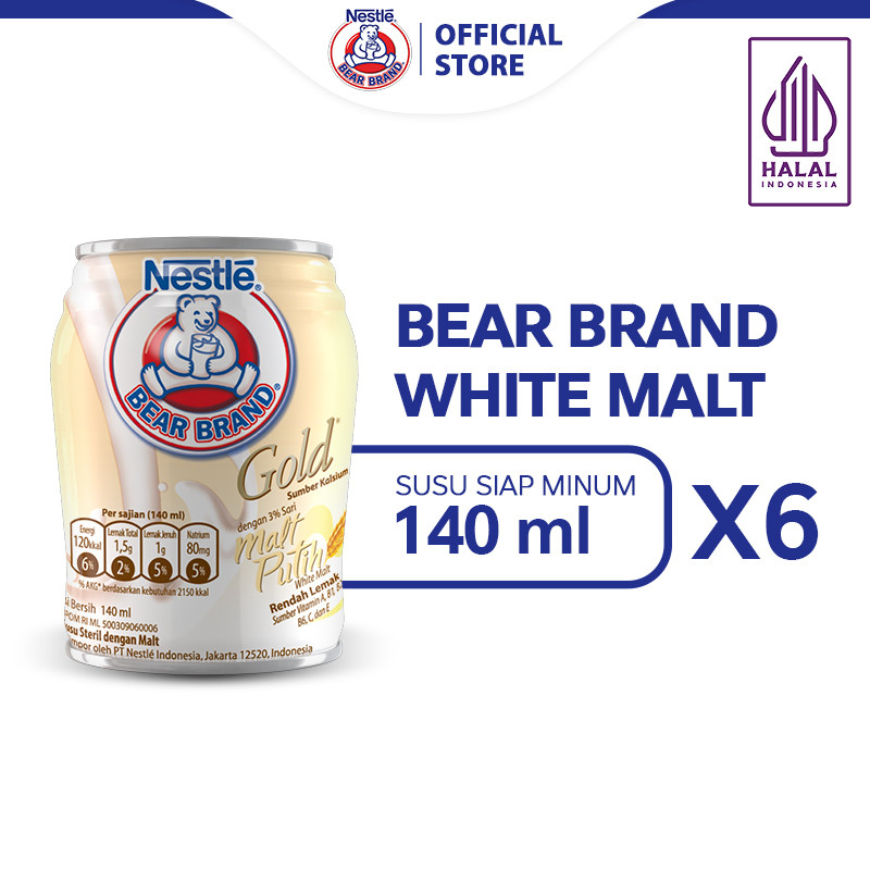 

BEAR BRAND Susu Kaleng Gold White Malt Steril 6x140ml