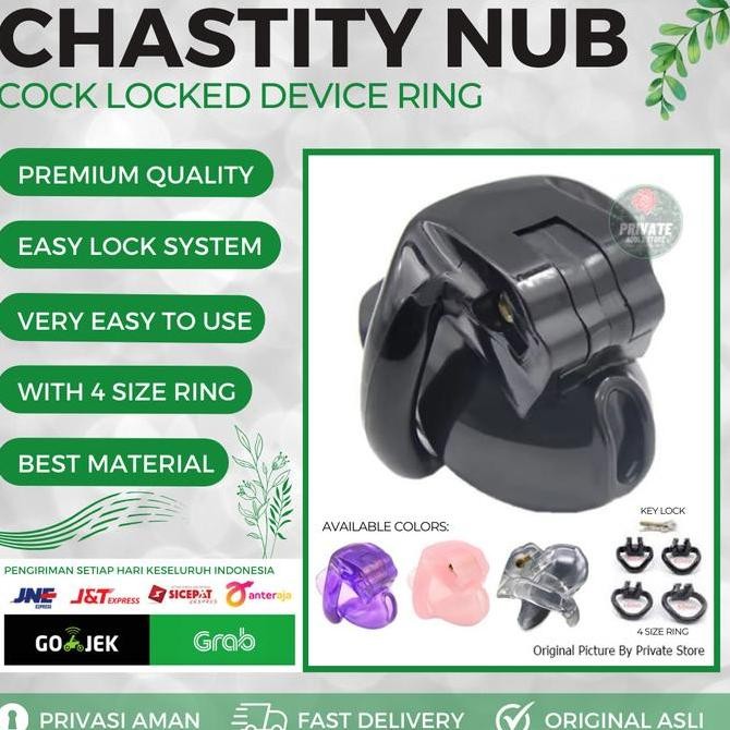 Terlaris Chastity Cock Cage Nub Premium - Short Lock Ring Gembok Kunci Alat Vital Size Adjustable Sa