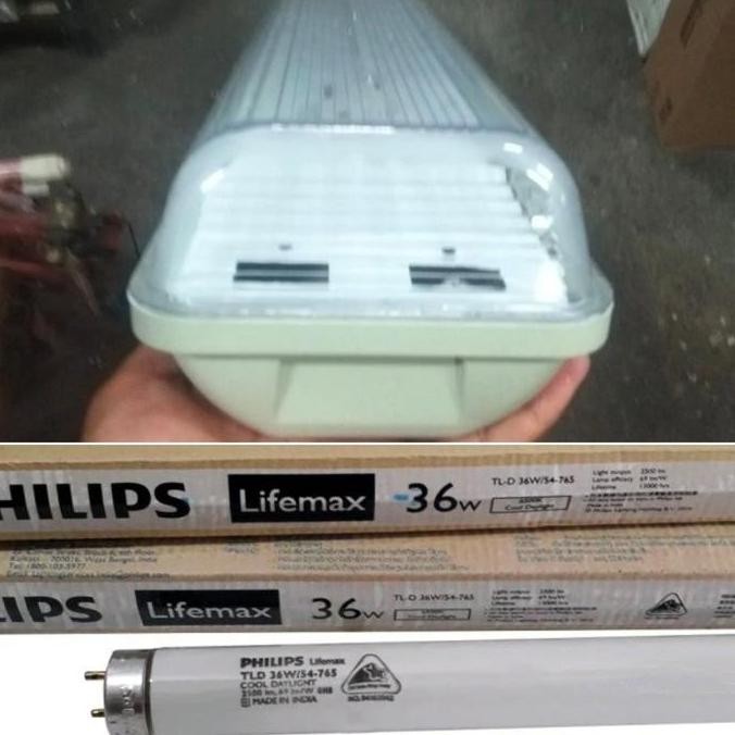 kap lampu waterproof 2x36 set lampu neon tl 36 Watt Philips