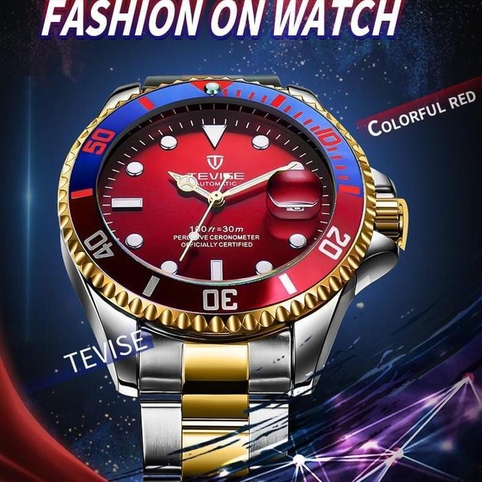 Zjs Jam Tangan Pria Tevise Analog Submariner Original