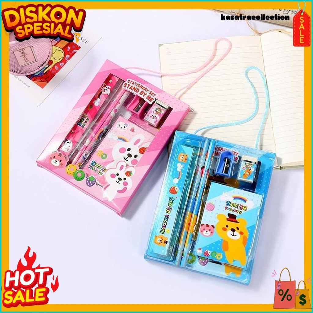 

Sms Alat Tulis Set 6In1 Stationery Set Lucu Karakter 6 In 1 Set Perlengkapan Pensil Penggaris Buku Penghapus Sekolah Anak-Anak Tk Box Tali Sourvenir Ulang Tahun Murah Import Terlengkap Dan Termurah