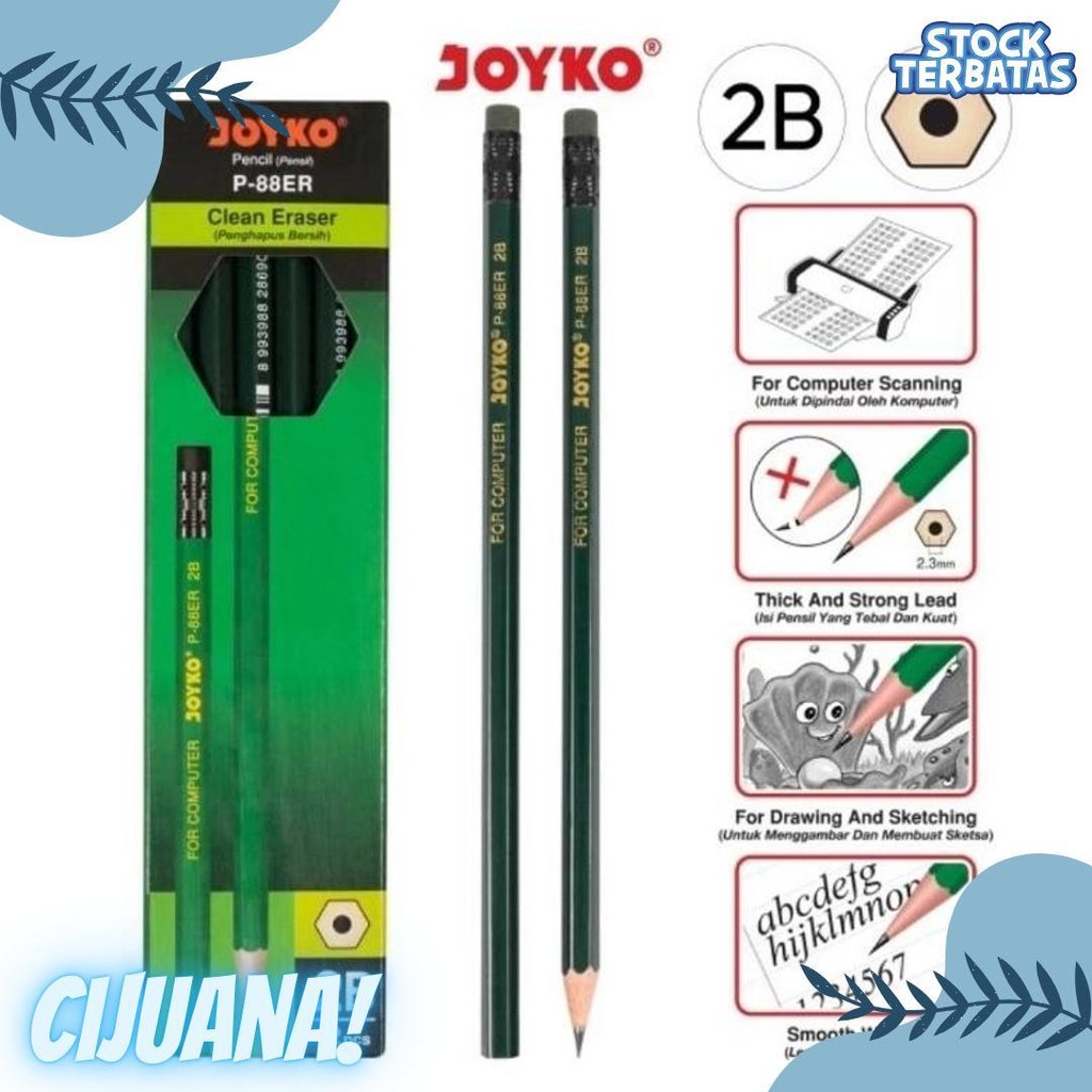 

(12Pcs) Pensil 2B Joyko P-88Er/Pensil 2B Joyko Terlaris! Produk Ini Banyak Dicari