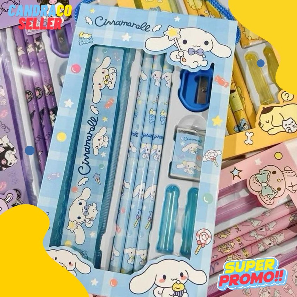 

Atk Alat Tulis Anak Sekolah Karakter Sanrio / Paket Anak Sekolah Set Pensil, Penggaris Penghapus Rautan Penutup Pensil Diskon