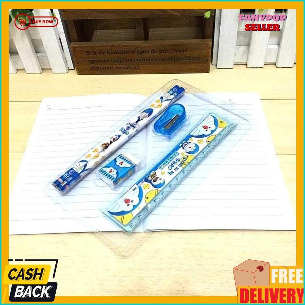 

[ Gs] Set Alat Tulis Anak Sekolah Motif Karakter Kartun / Stationary Set Free Bag / Tas Souvenir Stationary Diskon