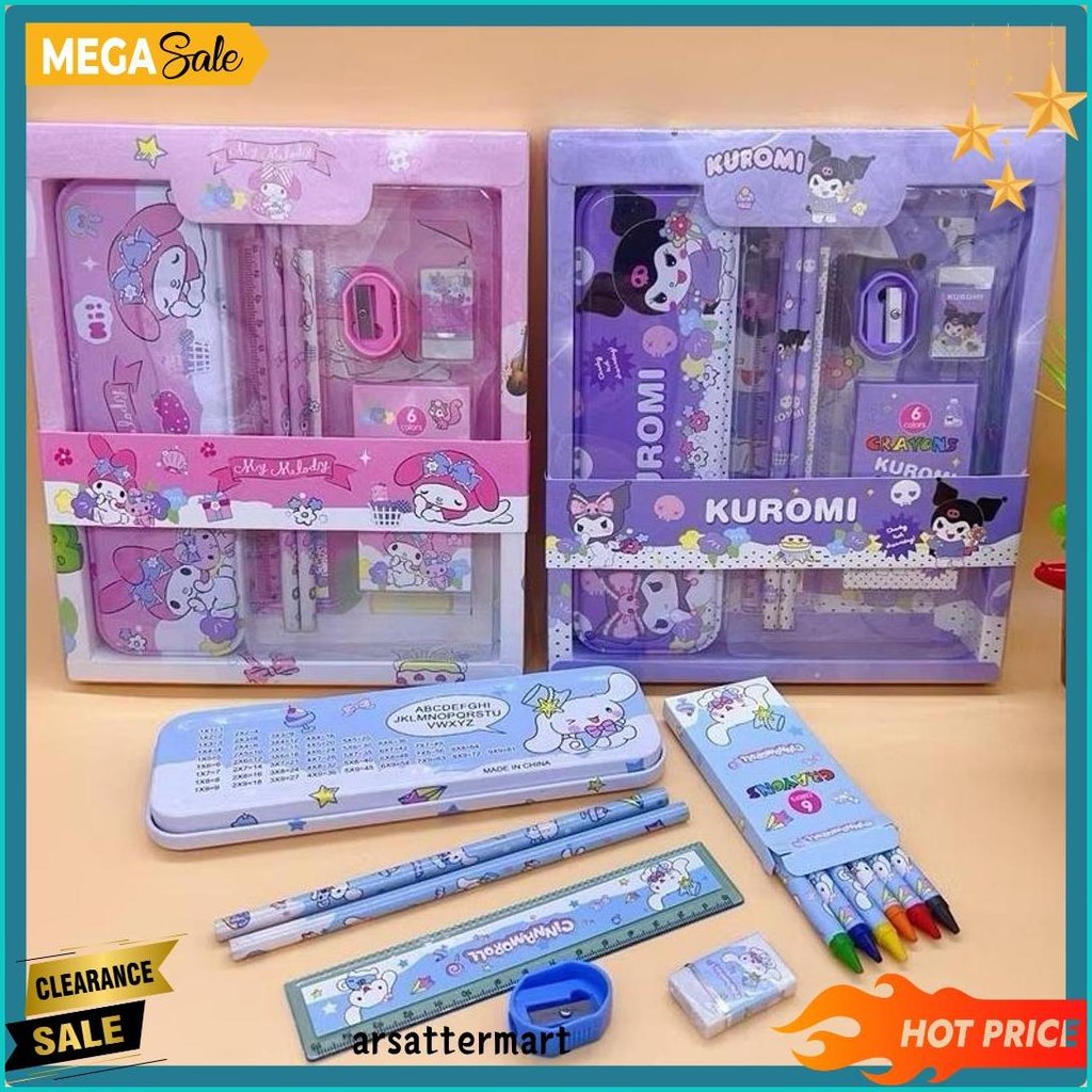 

Set Alat Tulis 12In1, Perlengkapan Sekolah Sanrio Kotak Pensil Crayon Hadiah Kuromi Cinnamorrol Stationery Diskon