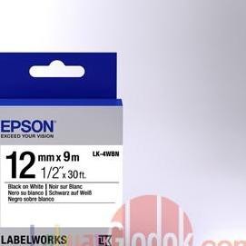 

Epson label 12mm black on white 9m labelworks tape cartridge LK-4WBN murah